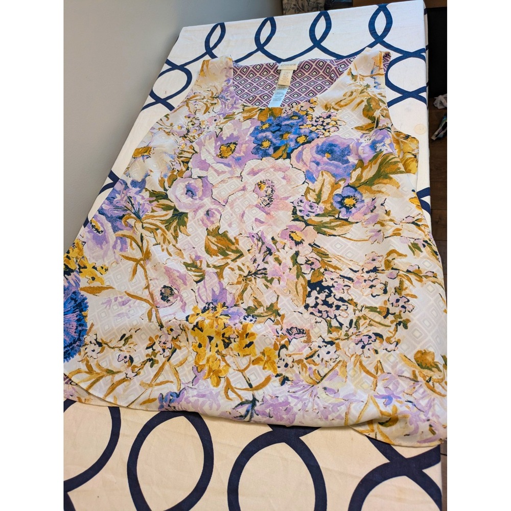 Chico's Multicolor Floral Lined Tank Top Scoop Neck Sleeveless Petite 2P